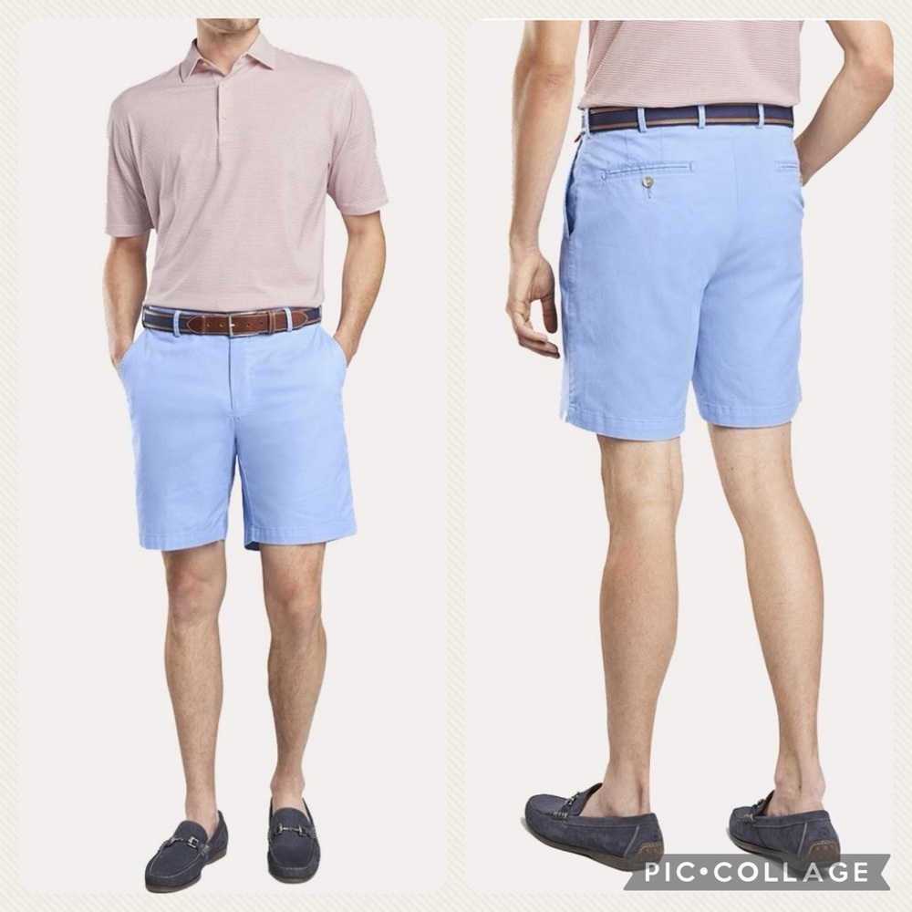 Peter Millar Men's‎ (40) Soft Touch Twill Chino Shorts in Blue Coast, Size 40